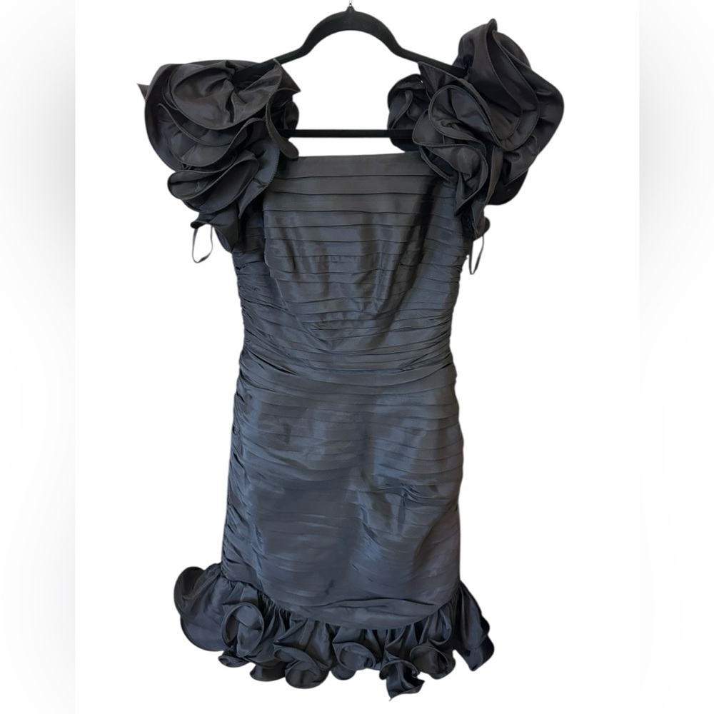 Tadashi Elegant Black Ruffled Dress size 10